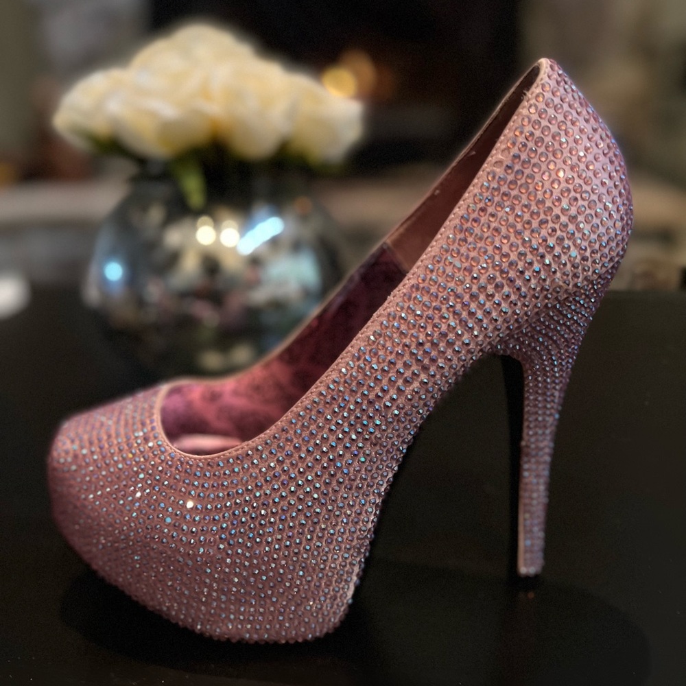 Bordello pink crystal teaser heels